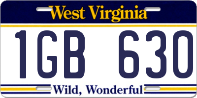 WV license plate 1GB630