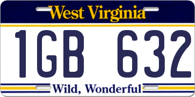 WV license plate 1GB632