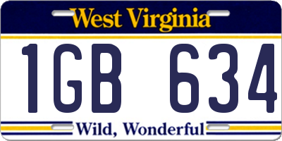 WV license plate 1GB634