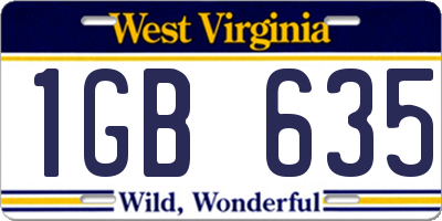 WV license plate 1GB635