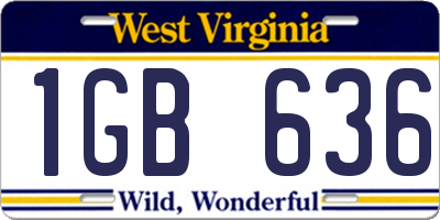 WV license plate 1GB636