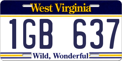 WV license plate 1GB637