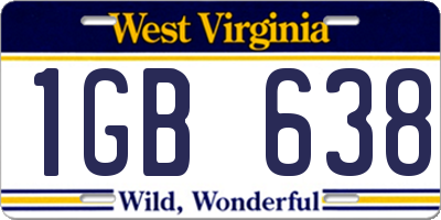 WV license plate 1GB638