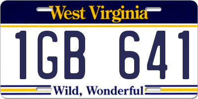 WV license plate 1GB641