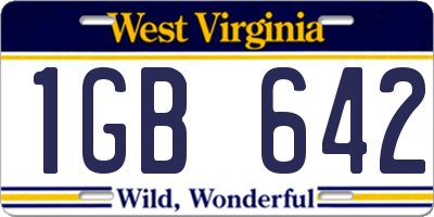 WV license plate 1GB642
