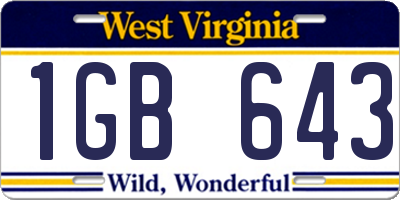 WV license plate 1GB643