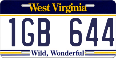 WV license plate 1GB644