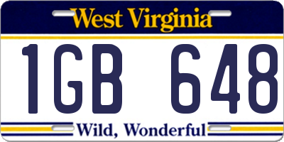 WV license plate 1GB648