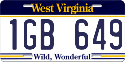 WV license plate 1GB649