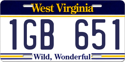 WV license plate 1GB651