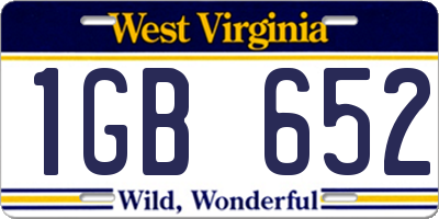 WV license plate 1GB652