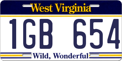WV license plate 1GB654