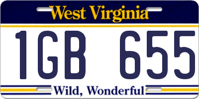 WV license plate 1GB655