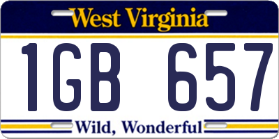 WV license plate 1GB657