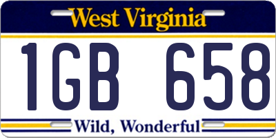 WV license plate 1GB658