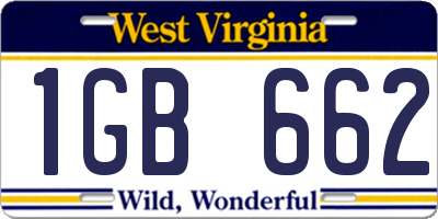 WV license plate 1GB662