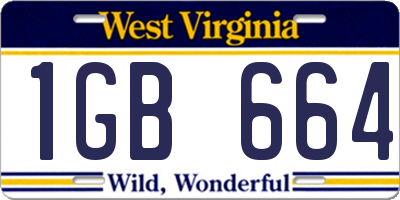 WV license plate 1GB664