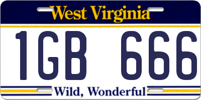 WV license plate 1GB666