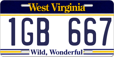 WV license plate 1GB667