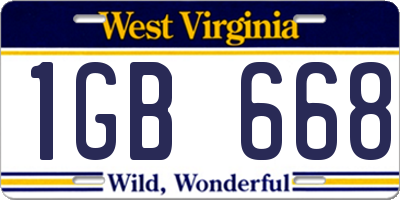 WV license plate 1GB668
