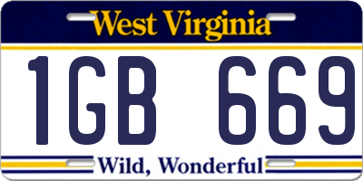 WV license plate 1GB669