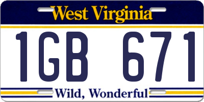 WV license plate 1GB671