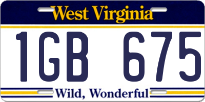 WV license plate 1GB675