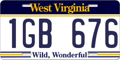 WV license plate 1GB676