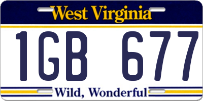WV license plate 1GB677