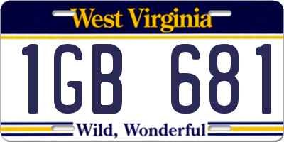 WV license plate 1GB681