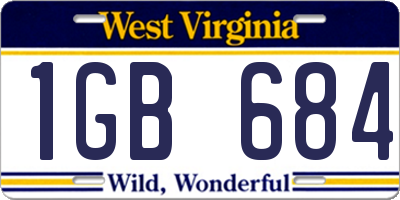 WV license plate 1GB684