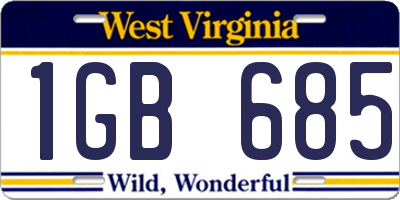 WV license plate 1GB685