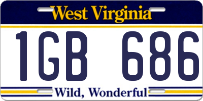 WV license plate 1GB686