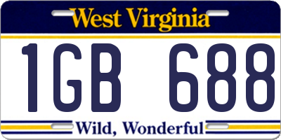 WV license plate 1GB688
