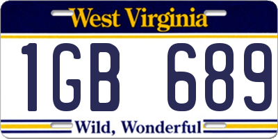 WV license plate 1GB689