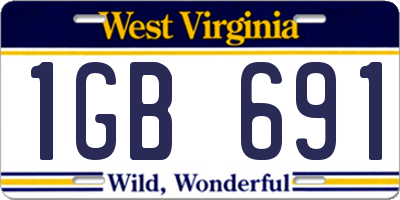 WV license plate 1GB691
