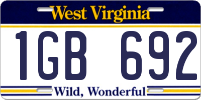 WV license plate 1GB692