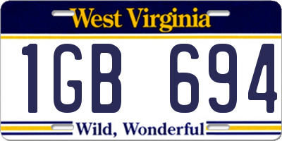 WV license plate 1GB694