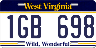 WV license plate 1GB698