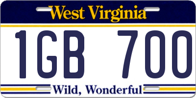 WV license plate 1GB700