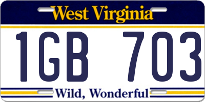 WV license plate 1GB703