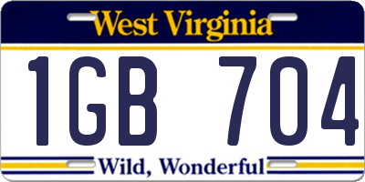 WV license plate 1GB704