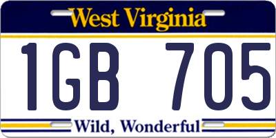WV license plate 1GB705
