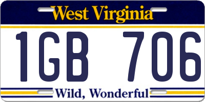 WV license plate 1GB706