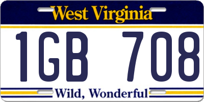 WV license plate 1GB708