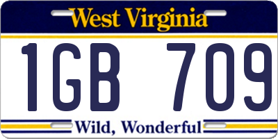 WV license plate 1GB709
