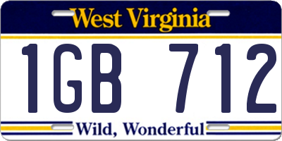 WV license plate 1GB712