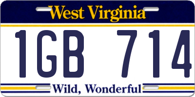 WV license plate 1GB714