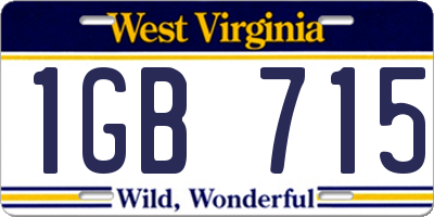 WV license plate 1GB715
