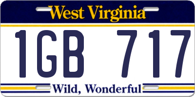 WV license plate 1GB717